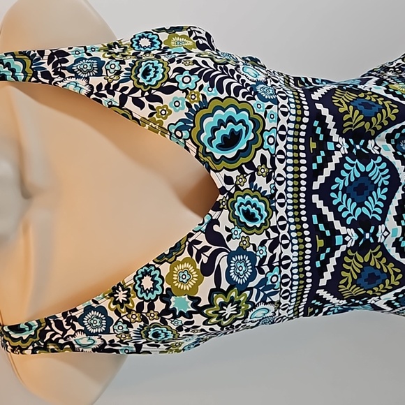 Mossimo 1-piece Swimsuit Blue & green Boho floral pattern Size L Strappy Back - Picture 7 of 17